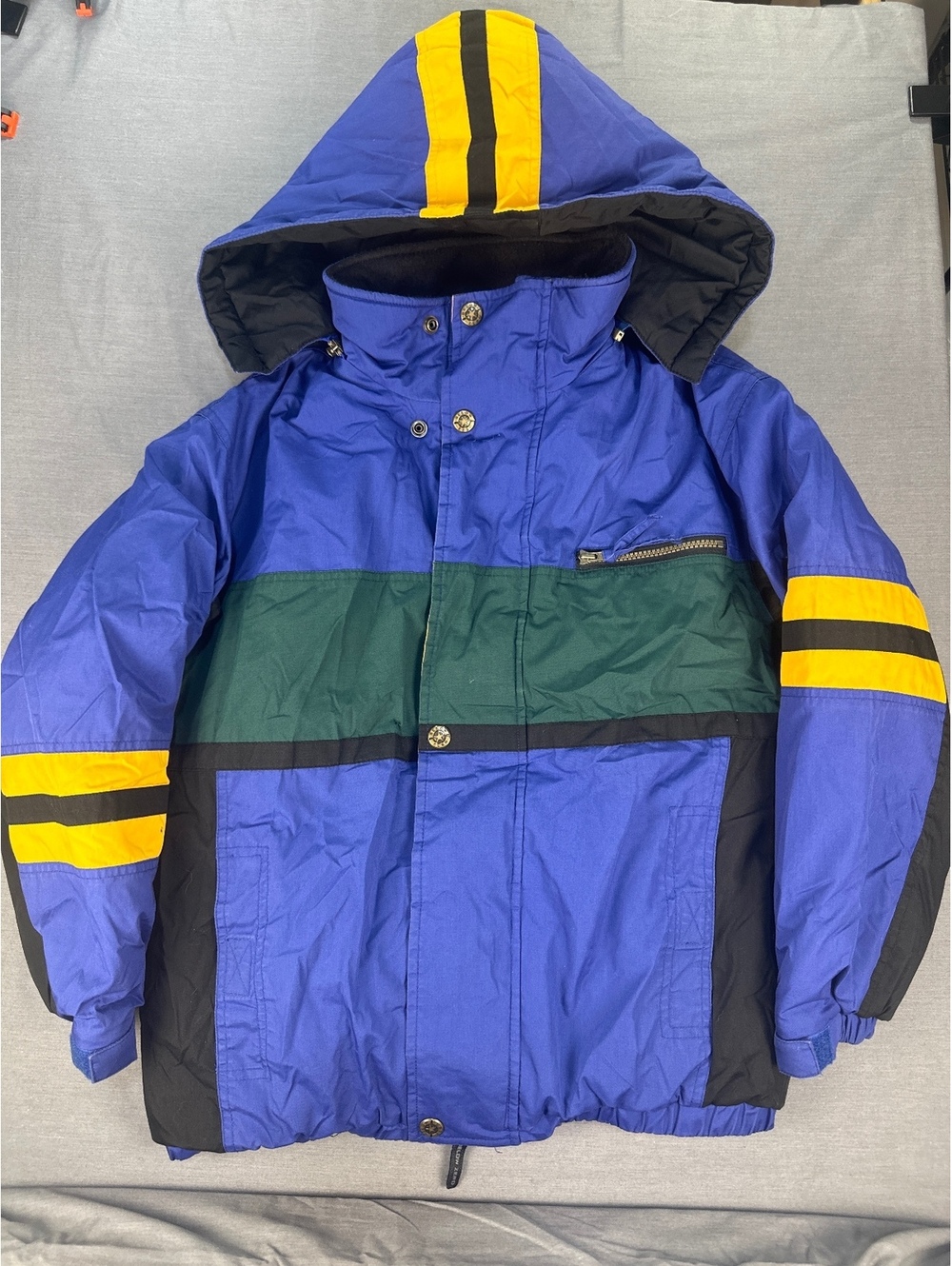 Below Zero by S. Rothschild Men's XL Colorblock Winter Jacket with Hood, Blue, 3